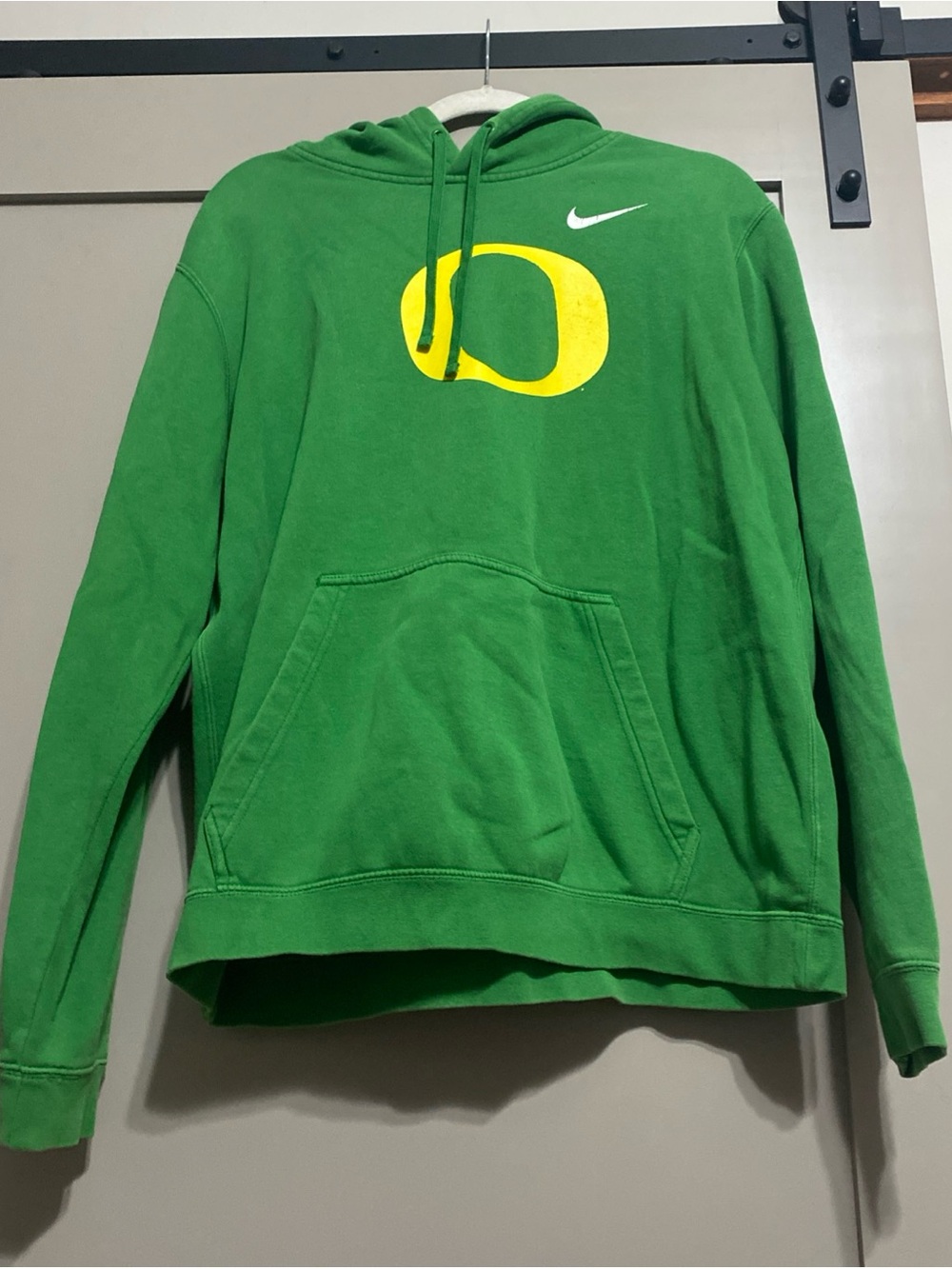 Nike Oregon Ducks Hoodie Green Men's L Yellow O Logo Sweatshirt Tagless Flaw